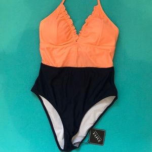 One piece two toned bathing suit